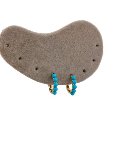 Özel Seri Turkuaz Taşlı Halka Küpe ( İç Çap : 1.1 Cm )
