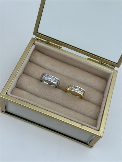 Özel Seri Üçgen Figür Baget Taş Sıralı Ayarlanabilir Yüzük.