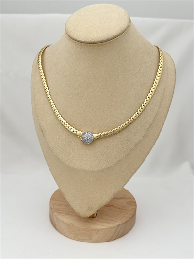 Özel Seri Yassı Klasik Zincir Gümüş Zirkon Taşlı Elmas Model Kolye (50 Cm)