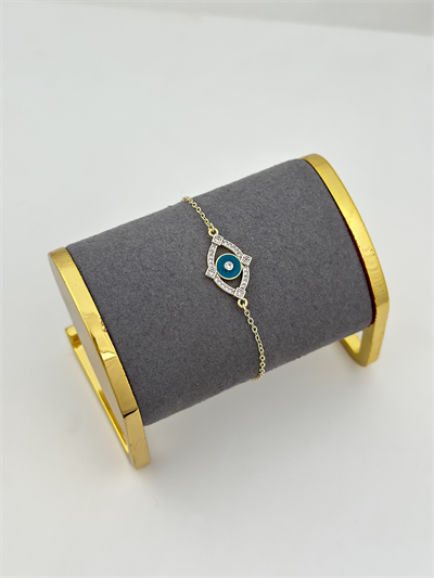 Özel Seri Yeşil Mineli Zirkon Taş Kenar Göz Figür Bileklik (20 Cm)