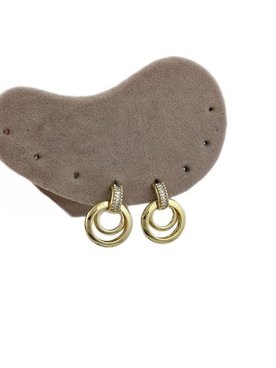 Özel Seri Zirkon Baget Taş Detay İç İçe Geçmeli Daire Küpe