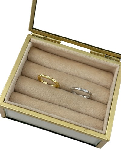 Özel Seri Zirkon Nokta Taş Köşegen Plaka Ayarlanabilir Yüzük