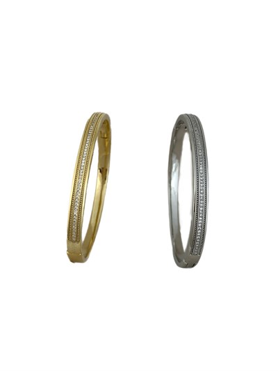 Özel Seri Zirkon Şerit Detay Kelepçe Bileklik ( İç Çap : 5 Cm )