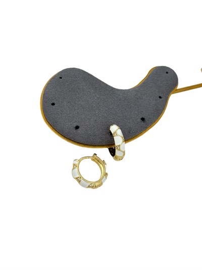 Özel Seri Zirkon Taş Detay Beyaz Mineli Halka Küpe ( İç Çap : 1.5 Cm )