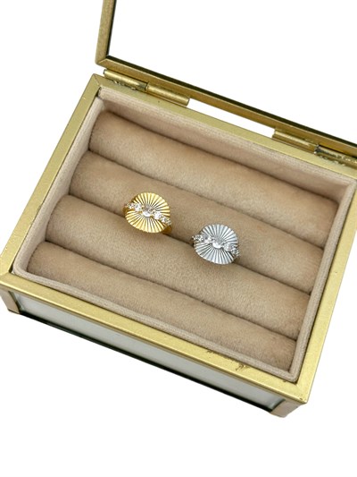 Özel Seri Zirkon Taş Detay Daire Plaka Serçe Parmak Yüzük