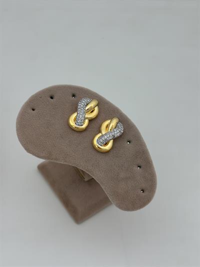 Özel Seri Zirkon Taş Detay İki Renkli Düğüm Model Küpe