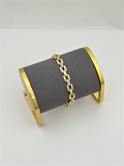 Özel Seri Zirkon Taş Detay Oval Asimetrik Plaka Sıralı Bileklik (20cm)