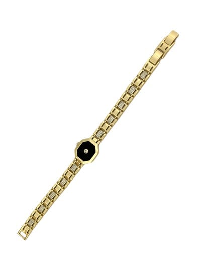 Özel Seri Zirkon Taş Detay Siyah Minel Saat Görünüm Tasarım Bileklik ( 19 Cm )
