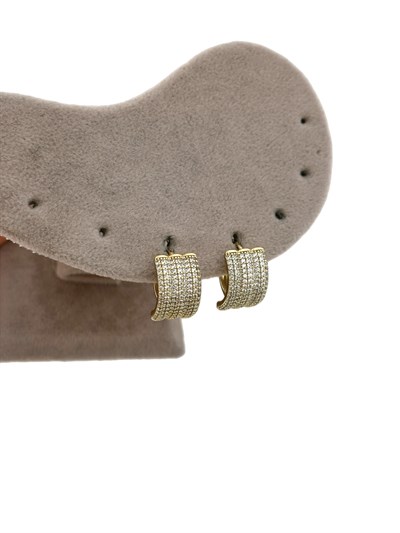 Özel Seri Zirkon Taş Detay Üçlü Görünüm Halka Küpe (İç Çap:1.2 Cm)