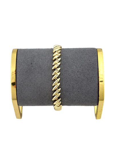 Özel Seri Zirkon Taş Detay Yan Oval Plaka Sıralı Tasarım Bileklik ( 20 Cm )