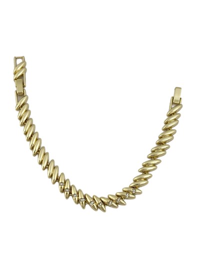 Özel Seri Zirkon Taş Detay Yan Oval Plaka Sıralı Tasarım Bileklik ( 20 Cm )