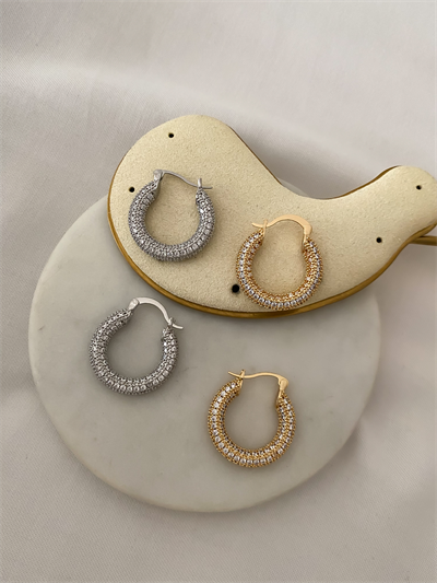 Özel Seri Zirkon Taş Kaplı Boru Halka Küpe ( İç Çap.15mm)