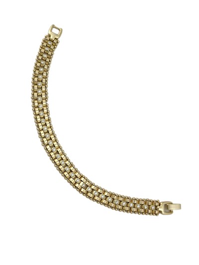 Özel Seri Zirkon Taş Sıralı Hasır Kordon Tasarım Bileklik ( 20 Cm )