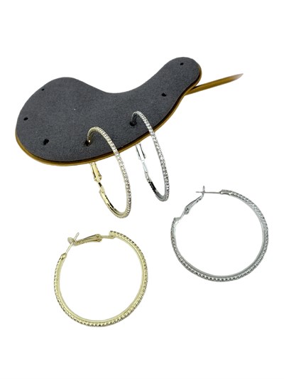 Özel Seri Zirkon Taş Sıralı Su Yolu Halka Küpe (İç Çap:3.8 Cm)