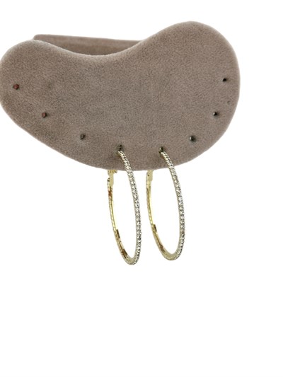 Özel Seri Zirkon Taş Sıralı Su Yolu Halka Küpe (İç Çap:3.8 Cm)