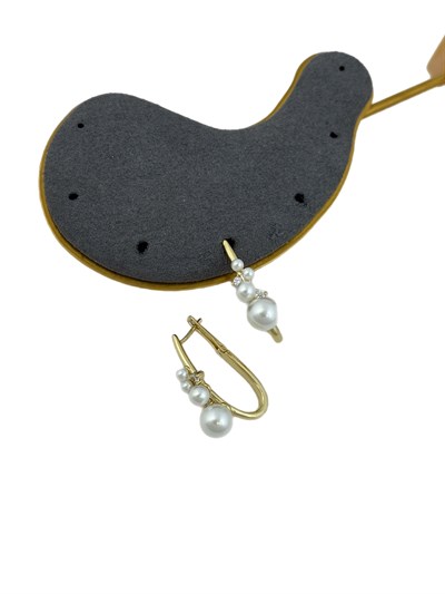 Özel Seri Zirkon Taş ve İnci Detay Tasarım Oval Halka Küpe