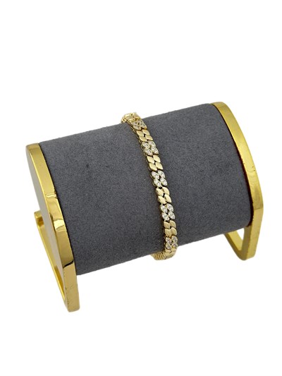 Özel Seri Zirkon Taş ve Plaka Mini Oval Figür Sıralı Bileklik (19 Cm)