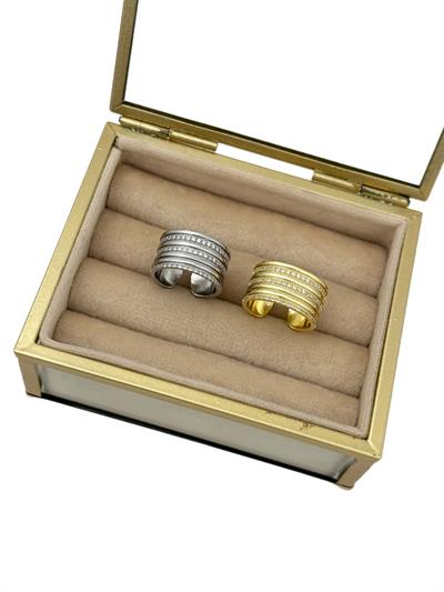 Özel Seri Zirkon Taş ve Plaka Şerit Sıralı Çoklu Görünüm Ayarlanabilir Yüzük