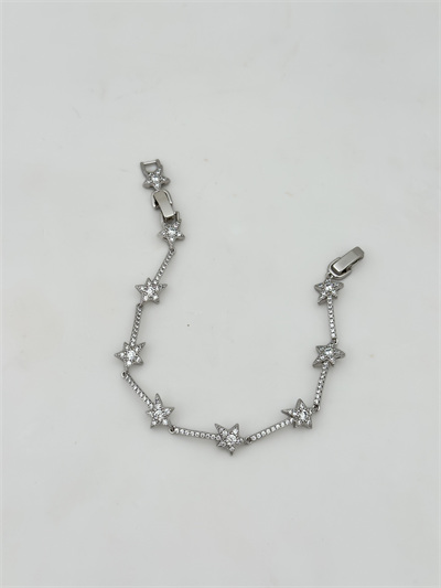 Özel Seri Zirkon Taşlı Asimetrik Yıldız Bileklik ( 19 Cm )