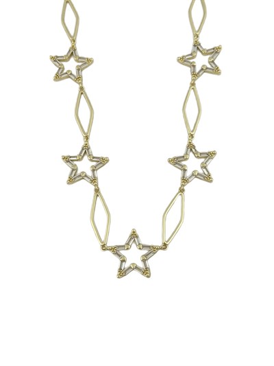 Özel Seri Zirkon Taşlı Büyüklü Küçüklü Tasarım Yıldız Kolye ( 44 Cm )