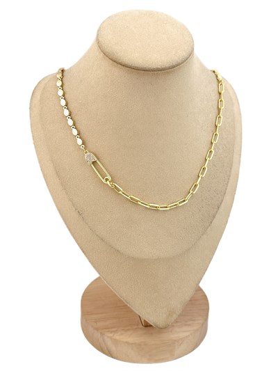 Özel Seri Zirkon Taşlı Çatal İğne Figür İki Farklı Zincir Kolye ( 60 Cm )