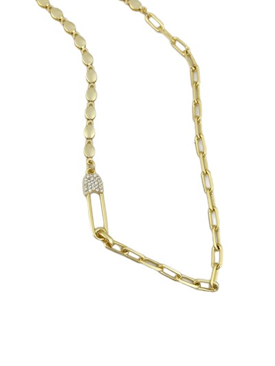 Özel Seri Zirkon Taşlı Çatal İğne Figür İki Farklı Zincir Kolye ( 60 Cm )