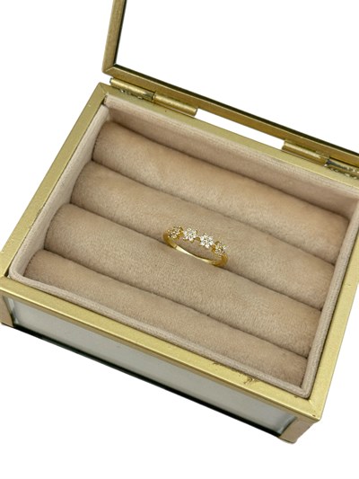 Özel Seri Zirkon Taşlı Çiçek Figür Sıralı Yüzük (M-L Beden Uyumludur.)