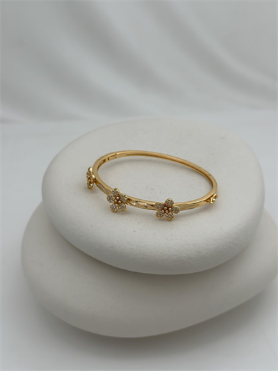 Özel Seri Zirkon Taşlı Çiçek Figür Sıralı Kelepçe Bileklik