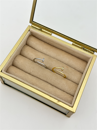 Özel Seri Zirkon Taşlı Çivi Model Önden Ayarlanabilir Yüzük