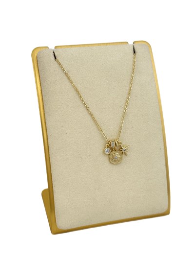 Özel Seri Zirkon Taşlı Çoklu Kuzey Yıldız Figür Tasarım Kolye ( 47 Cm )