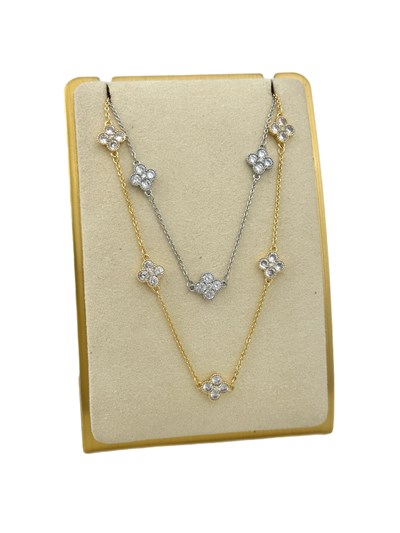 Özel Seri Zirkon Taşlı Çoklu Yonca Figür Kolye ( 46 Cm )