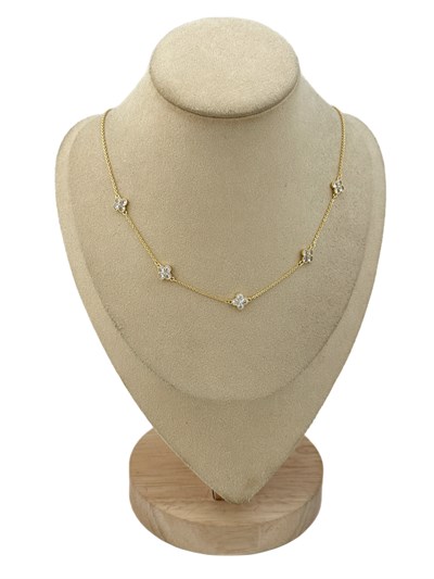 Özel Seri Zirkon Taşlı Çoklu Yonca Figür Kolye ( 46 Cm )