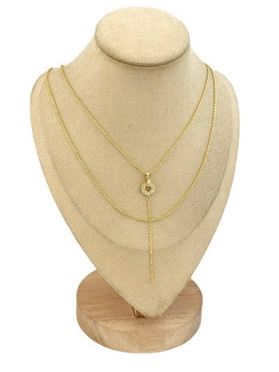 Özel Seri Zirkon Taşlı Daire Detay Dekolte Y Zincir Kolye ( 46 Cm )