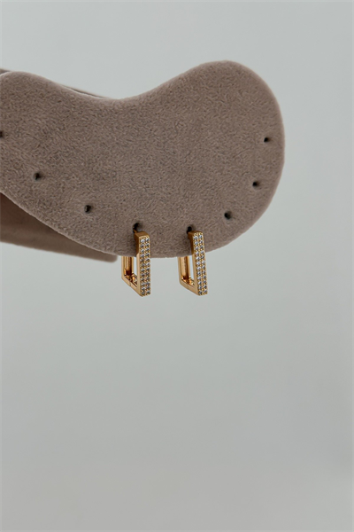 Özel Seri Zirkon Taşlı Dikdörtgen Model Küpe