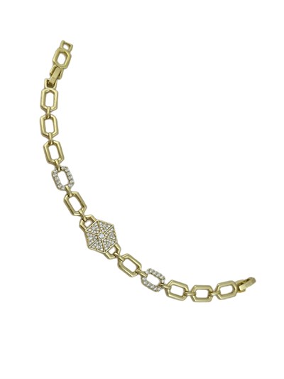 Özel Seri Zirkon Taşlı Elmas Model Uzun Oval Halka Geçmeli Tasarım Bileklik ( 20 Cm )