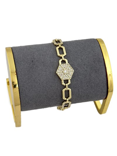 Özel Seri Zirkon Taşlı Elmas Model Uzun Oval Halka Geçmeli Tasarım Bileklik ( 20 Cm )