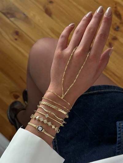 Özel Seri Zirkon Taşlı Elmas Model Yassı İtalyan Zincir Bileklik Kombini