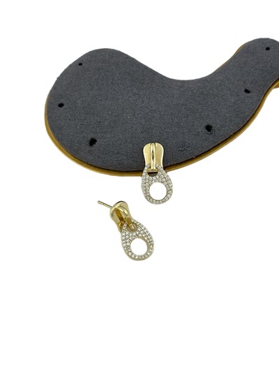 Özel Seri Zirkon Taşlı Fermuar Tasarım Küpe