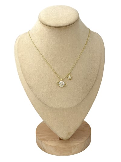 Özel Seri Zirkon Taşlı Gezegen Kolye ( 52 Cm )