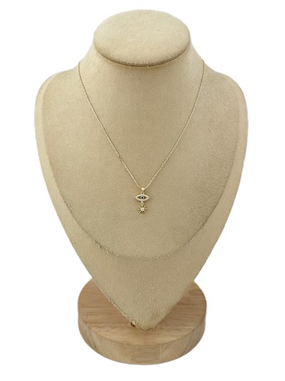 Özel Seri Zirkon Taşlı Göz ve Kuzey Yıldız Sallantılı Kolye ( 50 Cm )