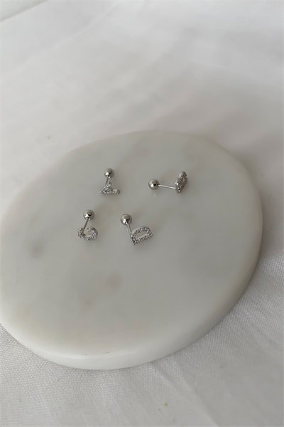 Özel Seri Zirkon Taşlı Gümüş Harf Piercing