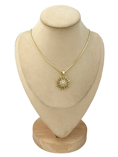 Özel Seri Zirkon Taşlı Güneş ve Çiçek Figür Kolye ( 45 Cm )