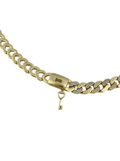 Özel Seri Zirkon Taşlı Gurme Zincir Anahtar ve Kilit Figür Tasarım Bileklik ( 22 Cm )