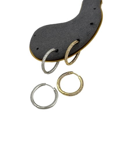 Özel Seri Zirkon Taşlı Halka Küpe ( İç Çap : 1.9 Cm )