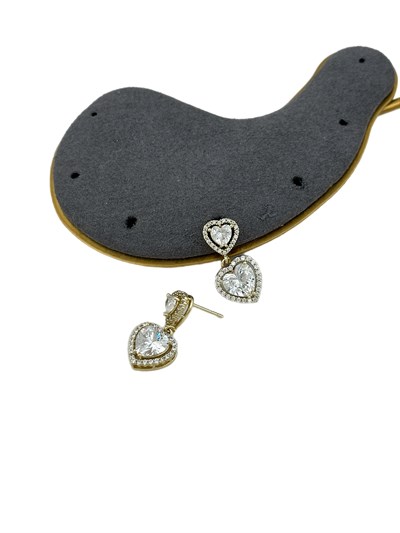 Özel Seri Zirkon Taşlı İkili Kalp Küpe