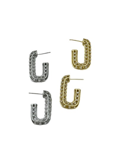 Özel Seri Zirkon Taşlı Izgara Model Dikdörtgen Küpe