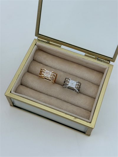 Özel Seri Zirkon Taşlı Izgara Model Kenar Ayarlanabilir Yüzük