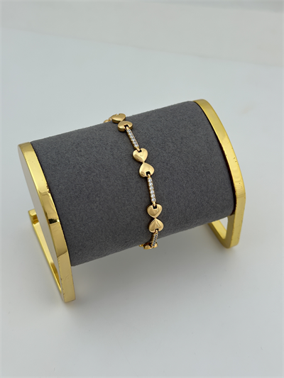 Özel Seri Zirkon Taşlı Kalp Figür Bileklik ( 18 Cm )