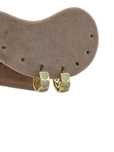 Özel Seri Zirkon Taşlı Kalp Figür Geniş Plaka Halka Küpe (İç Çap:1.5 Cm)