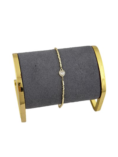 Özel Seri Zirkon Taşlı Kalp Figür Küp Boncuk Sıralı Bileklik ( 22 Cm )